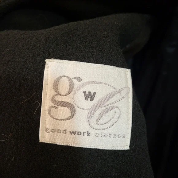 Good Work Clothes Black Double Breasted Wool Blend‎ Trench Coat Women's Size 12